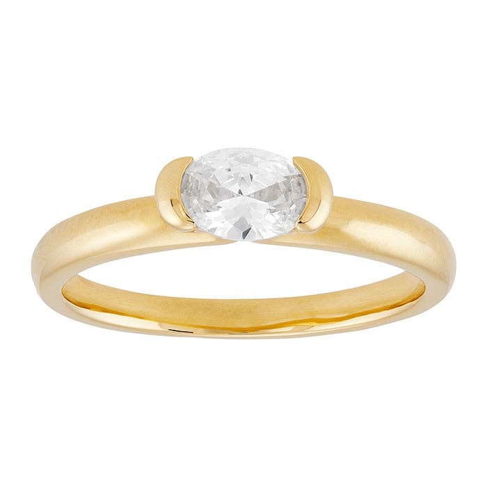 14K Yellow Gold Plated Sterling Silver CZ-Set Ring
