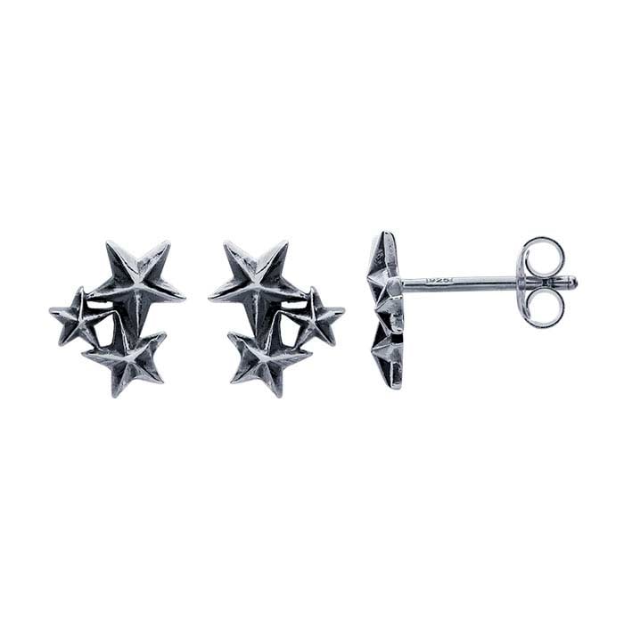 Sterling Silver Star Cluster Post Earrings 10x8mm