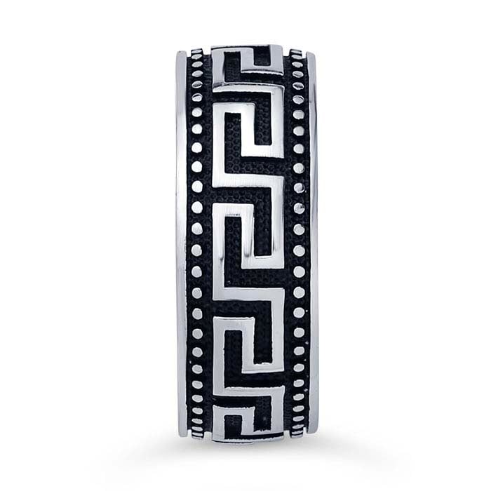 Sterling Silver Greek Key Band, Gents Ring