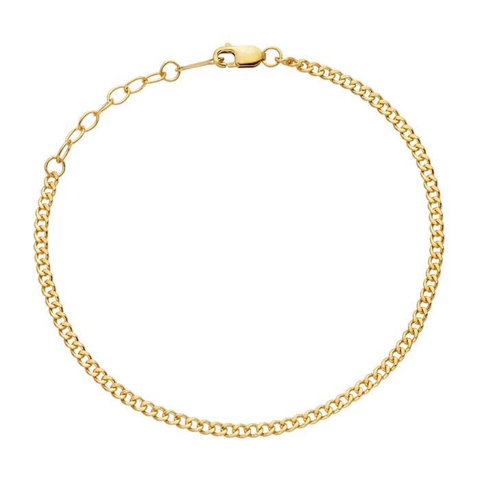 14/20 Yellow Gold-Filled 2.3mm Curb Chain Bracelet, 6.5inch