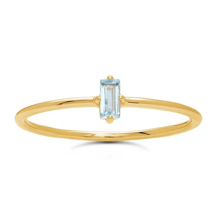 14K Yellow Gold Rectangle Sky Blue Topaz Ring