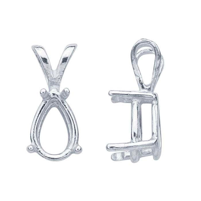 Sterling Silver Pear ReadySet™ Basket Pendant Mounting, 4-Prong, different sizes available