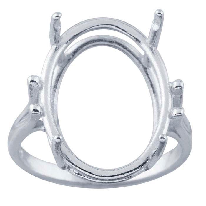 Sterling Silver ReadySet™ Oval Ring Mounting available in different mounting sizes, ring sz 7