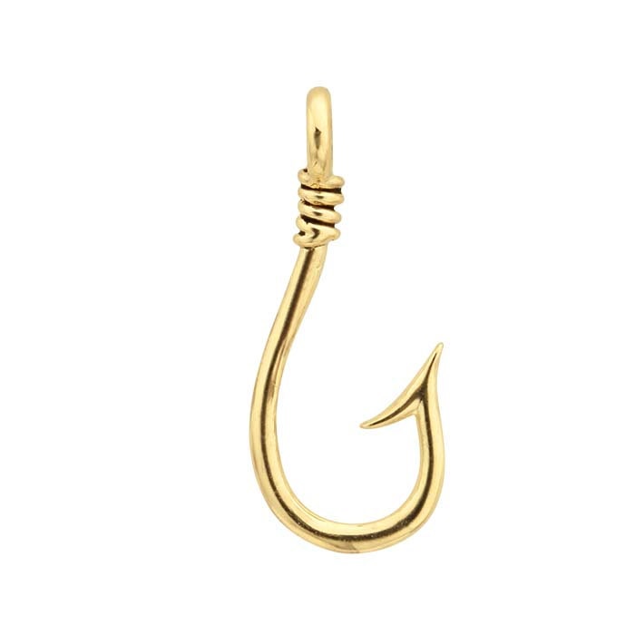 14K Yellow Gold Fish Hook Component, Pendant