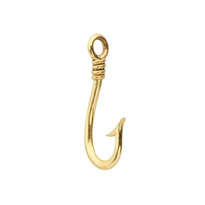 14K Yellow Gold Fish Hook Component, Pendant
