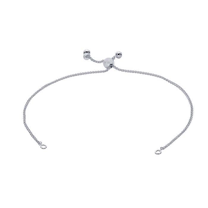 Sterling Silver 1.3mm Wheat Chain Bracelet Component, Adjustable