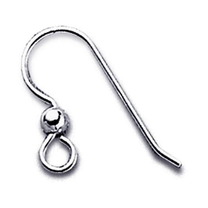 1 Pair Argentium Silver Ear Wire with Loop and Bead