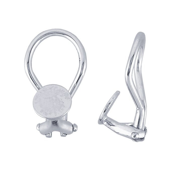 Sterling Silver Omega Ear Clip with Pad, 1 pair, Earring, Clip Earrings, Cabochon Earring Setting,