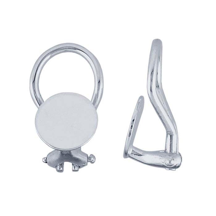 Sterling Silver Omega Ear Clip with Pad, 1 pair, Earring, Clip Earrings, Cabochon Earring Setting,