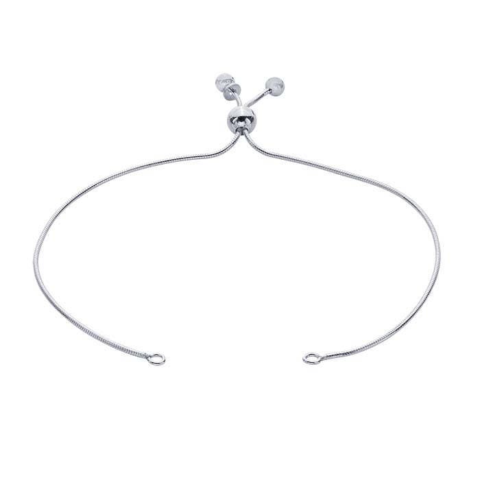 Sterling Silver 1mm Snake Chain Bracelet Component, Adjustable