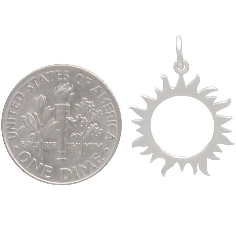 Sterling Silver Eclipse Charm - Sun Charm 22x15mm