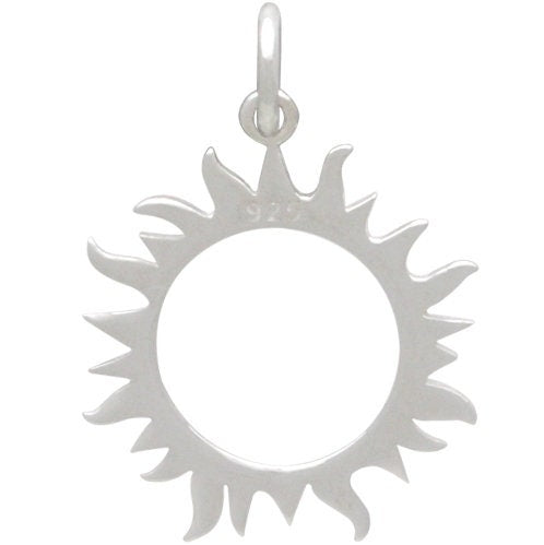 Sterling Silver Eclipse Charm - Sun Charm 22x15mm