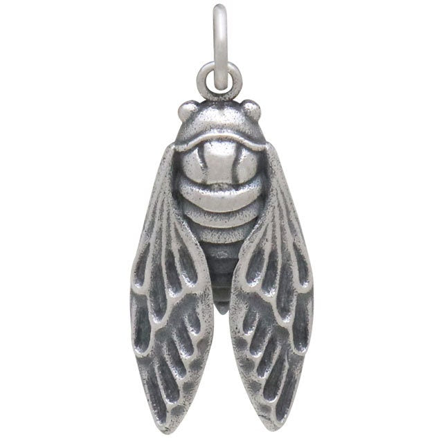 Zoom Sterling Silver Cicada Charm 28x11mm
