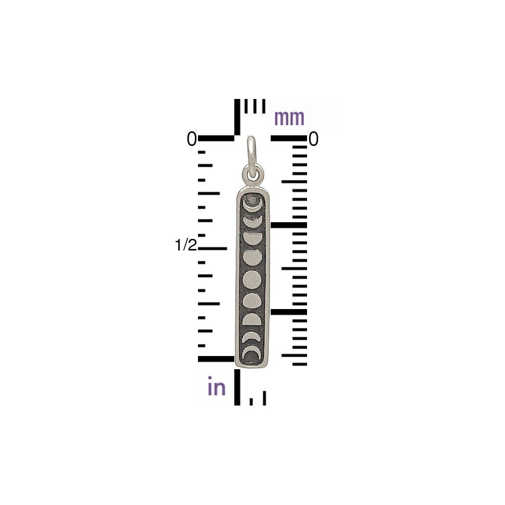 Sterling Silver Moon Phase Charm - Vertical 28x4mm