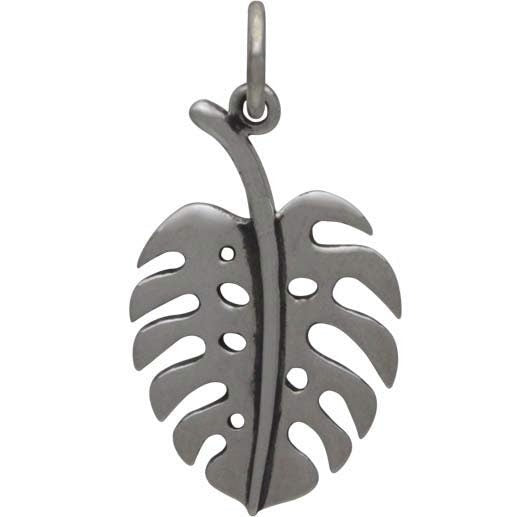 Sterling Silver Monstera Leaf Charm 22x11mm