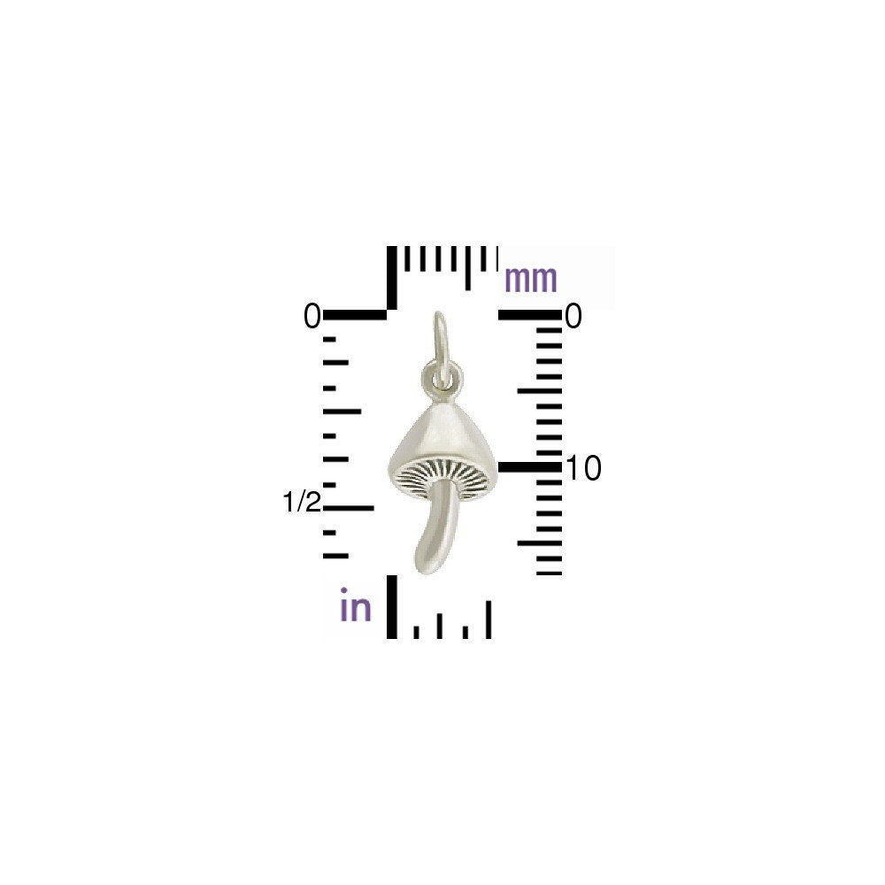 Sterling Silver Mushroom Charm - Food Charm 17x7mm
