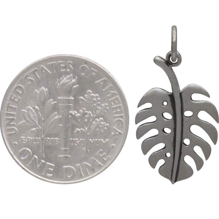 Sterling Silver Monstera Leaf Charm 22x11mm