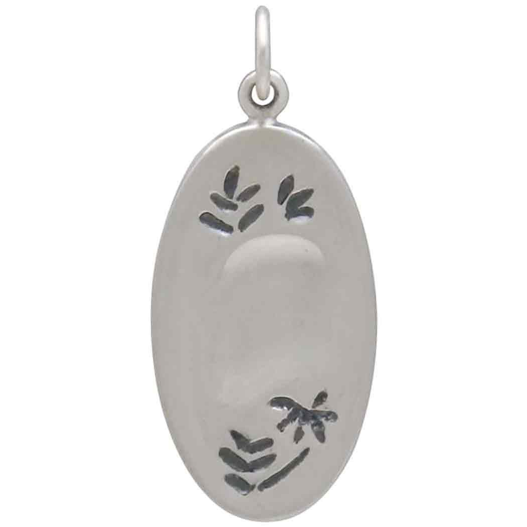 Sterling Silver Flower and Cat Skull Pendant 30x13mm