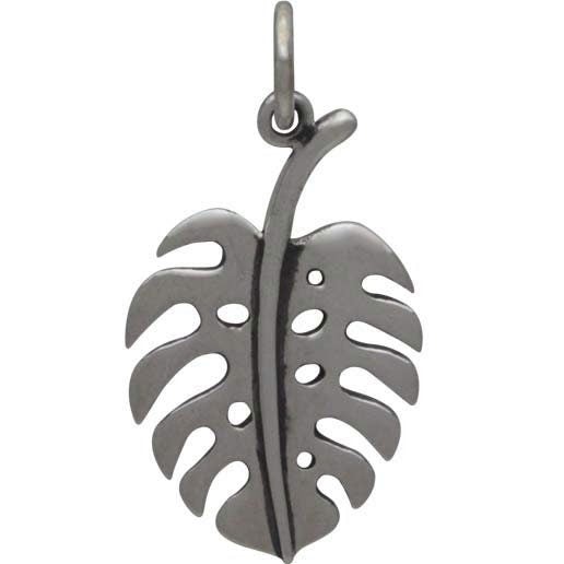 Sterling Silver Monstera Leaf Charm 22x11mm