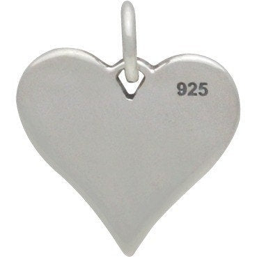 Sterling Silver Tree of Life Charm on Heart 16x13mm