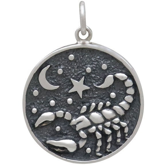 Sterling Silver Astrology Scorpio Pendant 24x18mm