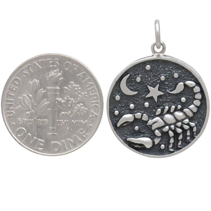 Sterling Silver Astrology Scorpio Pendant 24x18mm