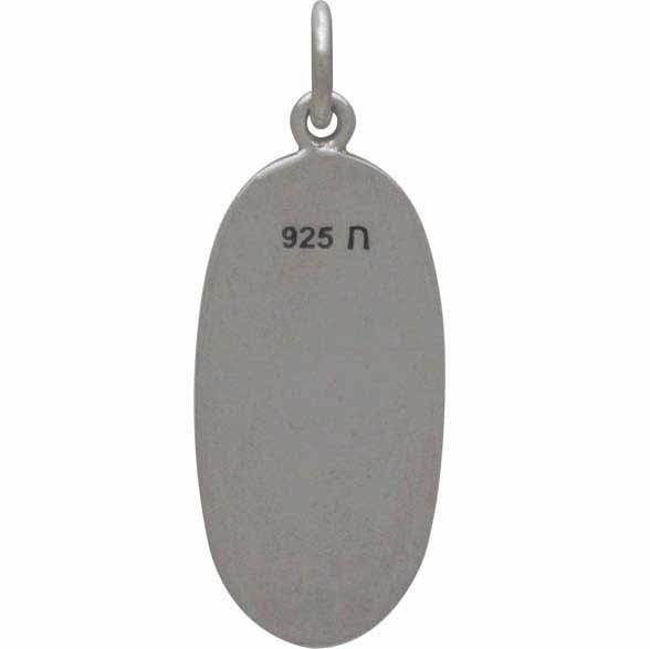 Sterling Silver Pine Tree Charm Etched on an Oval 26x10mm