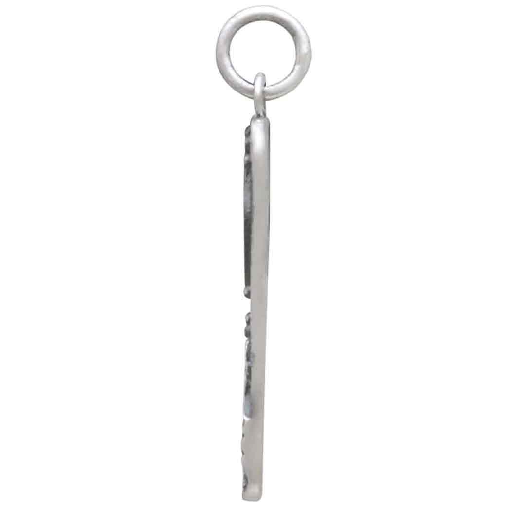 Sterling Silver Full Moon and Snowy Mountain Pendant 26x10mm