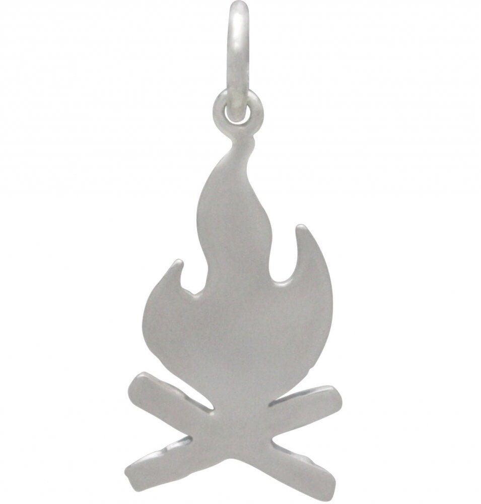 Sterling silver campfire charm with bronze flames 22x9mm