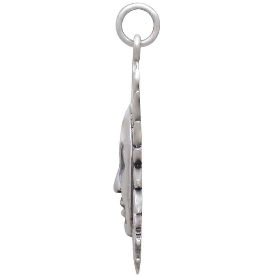 Sterling Silver Large Smiling Sun Pendant 31x24mm