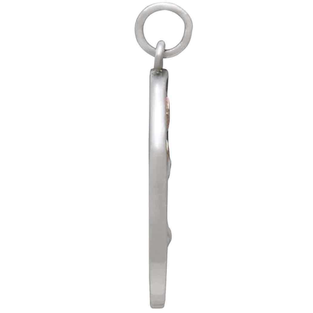 Silver Mushroom Pendant with Bronze Star and Moon 26x15mm