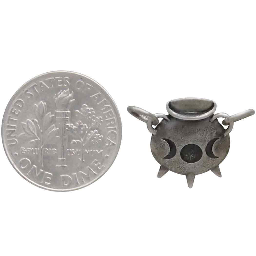 Sterling Silver Witch Cauldron Charm Link 14x19mm