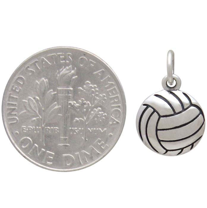 Sterling Silver Volleyball Charm 16x10mm