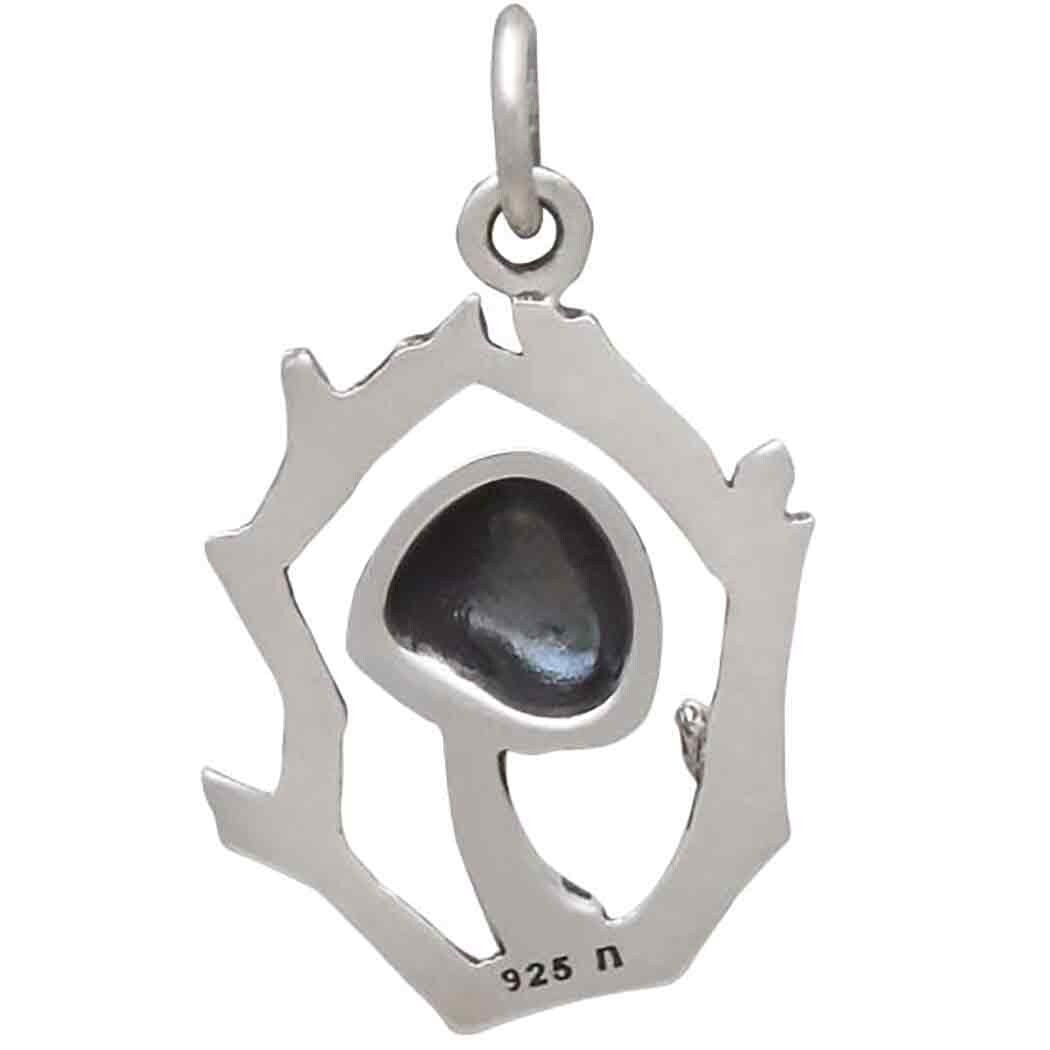 Sterling Silver Mushroom Charm with Branch Frame 23x14mm