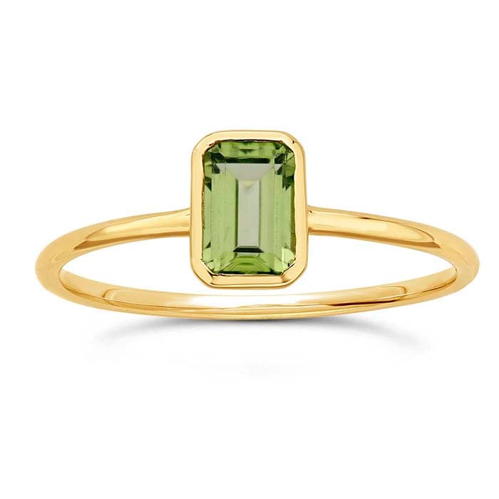 14K Yellow Gold Octagon Peridot-Set Ring