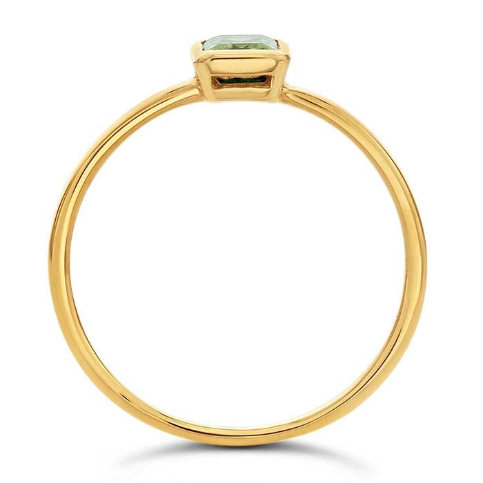 14K Yellow Gold Octagon Peridot-Set Ring