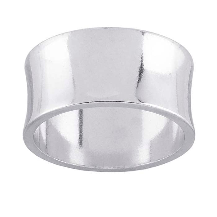 Sterling Silver Concave Band, 9.5mm wide