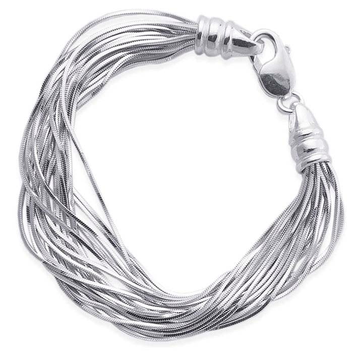 Sterling Silver Multi-Strand 0.9mm Square Snake Chain Bracelet