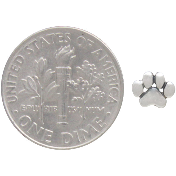 Sterling Silver Puff Paw-Print Post Earrings