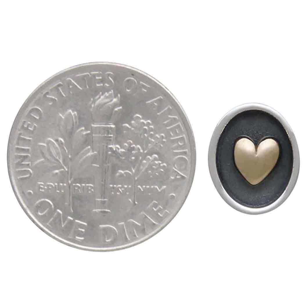 Sterling Silver Shadow Box Earring with Bronze Heart 10x9mm