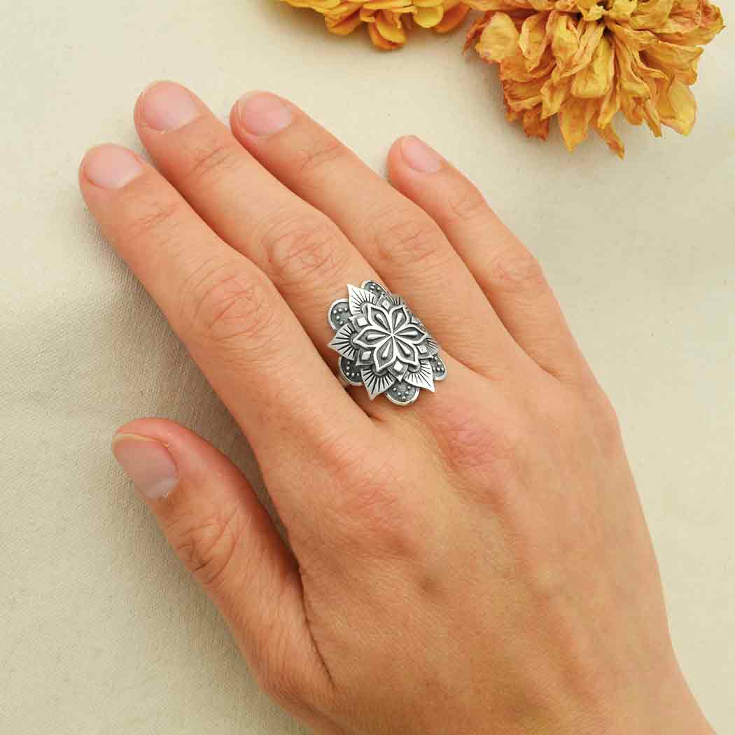 Sterling Silver Large Mandala Ring