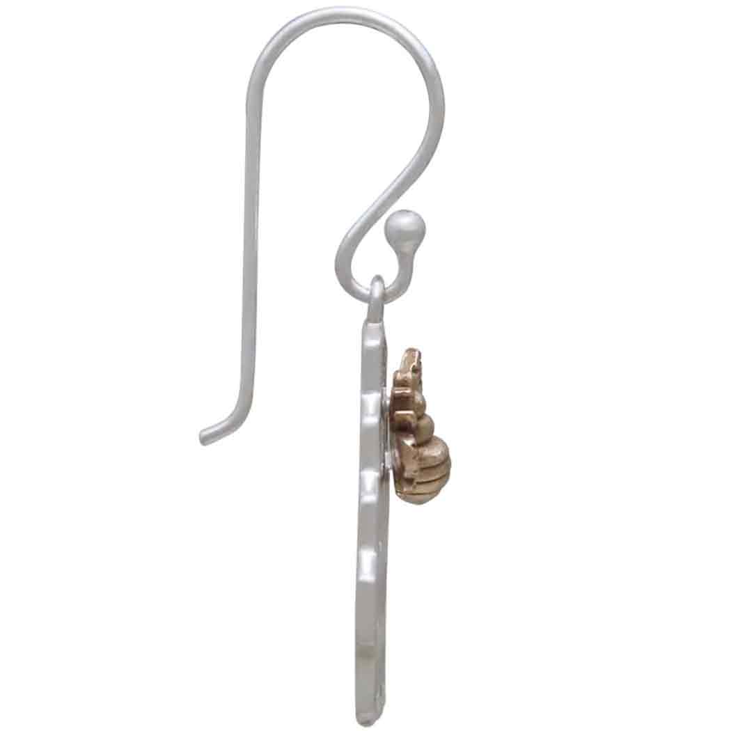 Silver Honeycomb Dangle Earring with Bronze Bee 32x13mm