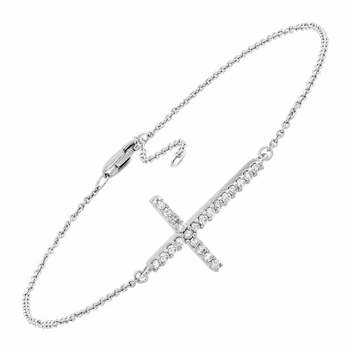 Sterling Silver Diamond-Set Cross Bracelet