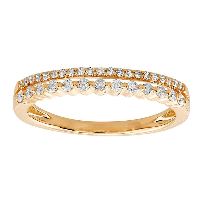 10K Yellow Gold Diamond-Set Double Band, Anniversary Ring