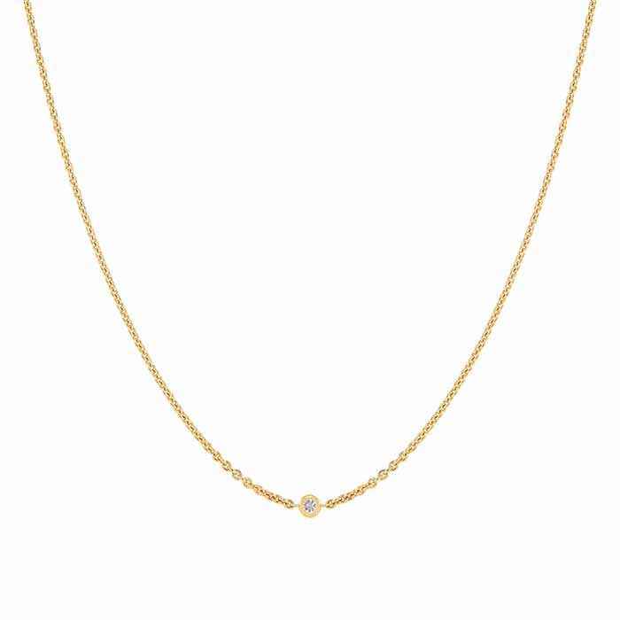 14K Yellow Gold Diamond-Set 2.5mm Cable Chain Necklace