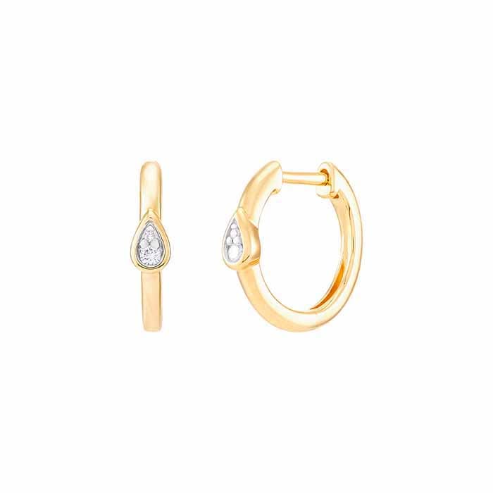 10K Yellow Gold Diamond-Set Teardrop Hoop Earrings
