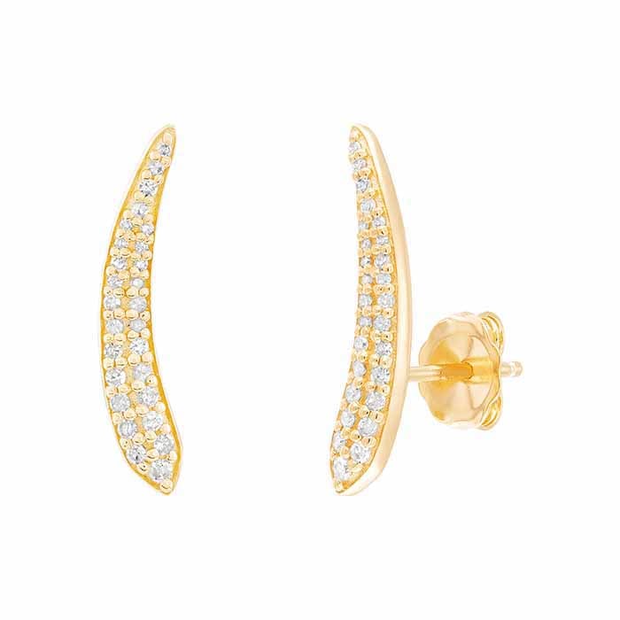 Sterling Silver Yellow Gold Plated Diamond-Set Climber Earrings