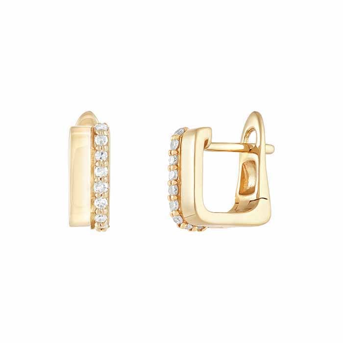 14K Yellow Gold Diamond-Set Huggie Hoop Earrings