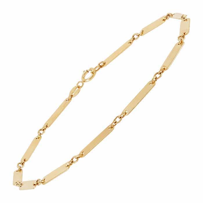 14K Yellow Gold Long Bar Link Bracelet