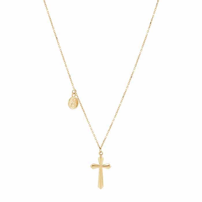 14K Yellow Gold Cross with Dangle Necklace